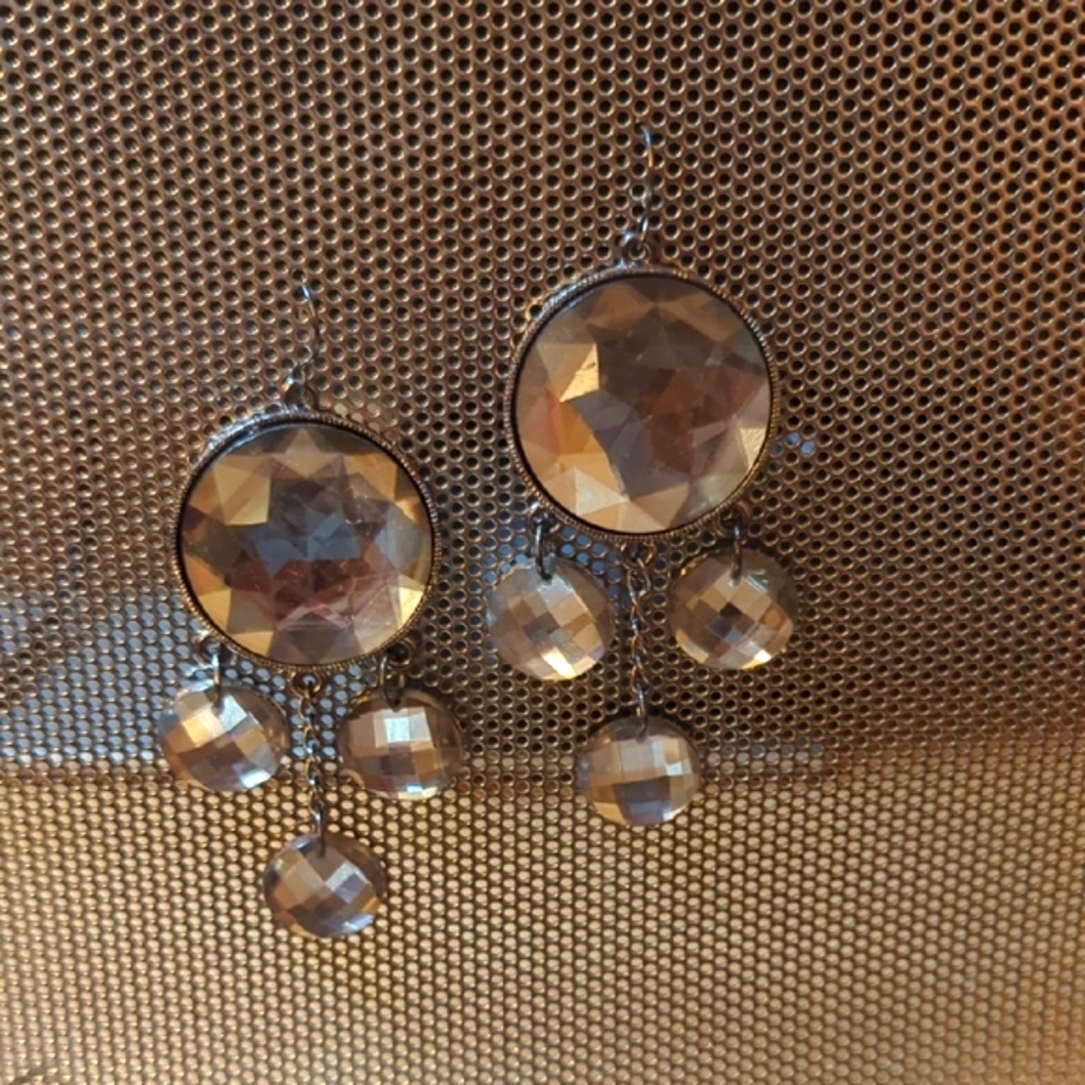Silver Chandelier Earrings with Clear Crystals and Cascading Design